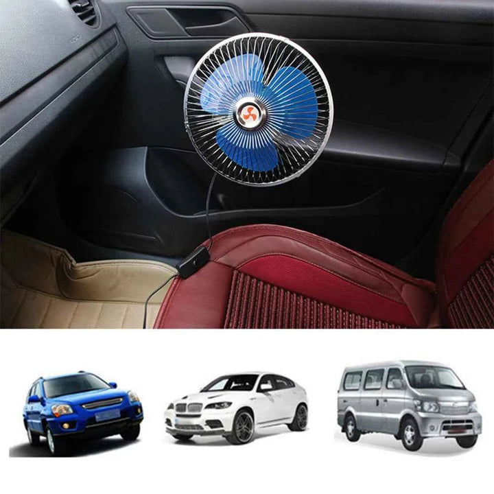 8 Inch Air Cooling Fan 12V/24V 15W Electric Car Oscillating Fan Low Noise Summer Cooling Fan Rotation Adjustable Clip-On Car Fan