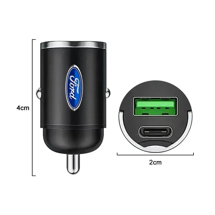 Ford 60W Fast Car Charger with USB-C & USB-A Ports - Carmodza.com