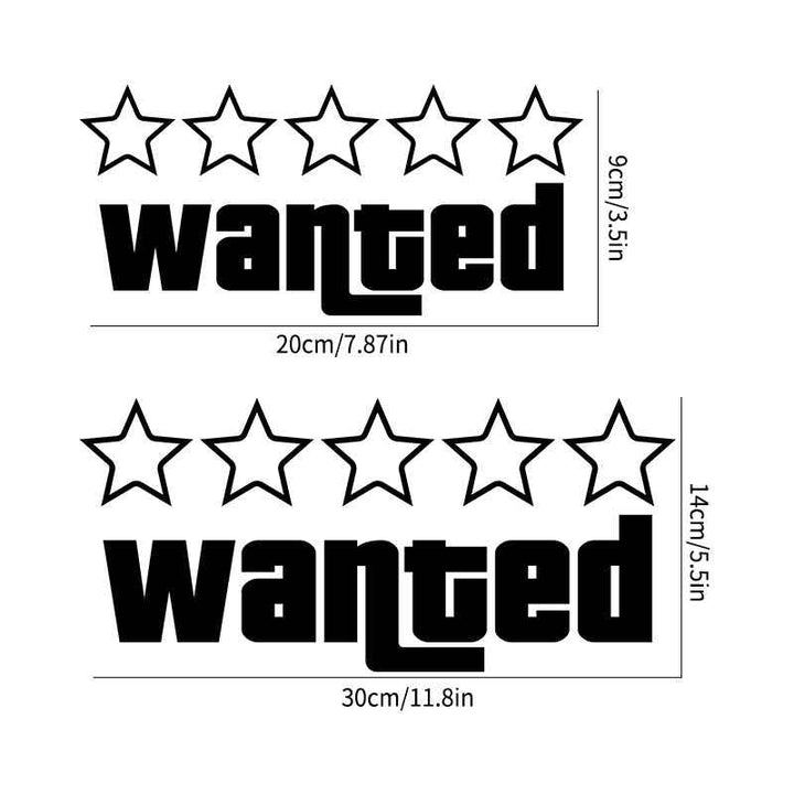 Wanted Pentagram Car Sticker | 5-Star Vinyl Decal for Car