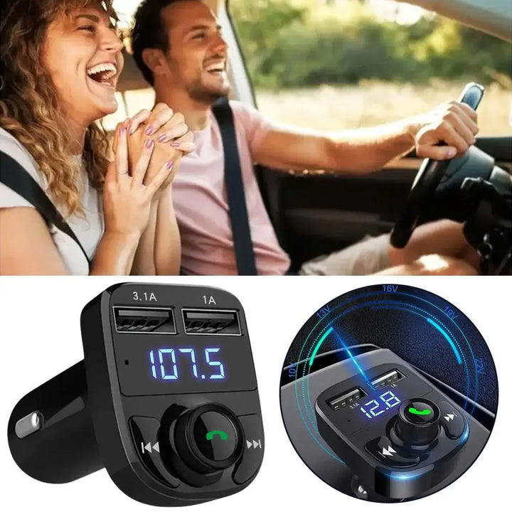 Bluetooth FM Transmitter Car Kit with 3.1A Dual USB & Hands-Free - Carmodza.com