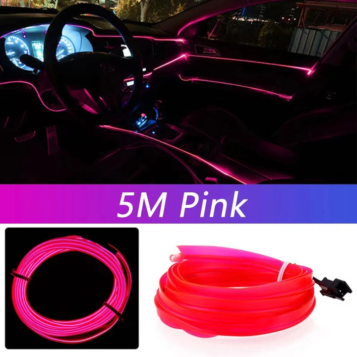 Car Interior LED Strip Light – 5M USB Flexible Neon Atmosphere Light for Auto DIY - Carmodza.com