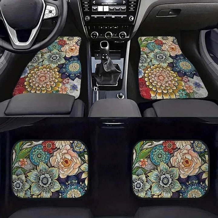 Bohemian Car Foot Mats Universal - 4 Piece Set - Carmodza.com