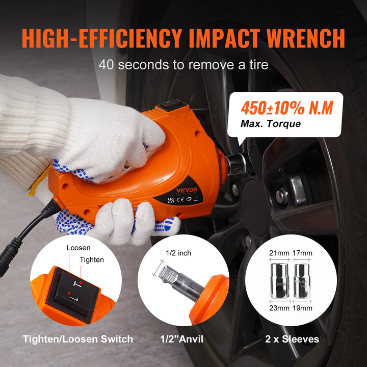 Electric Car Jack 3 Ton Kit with Impact Wrench 12V Portable - Carmodza.com