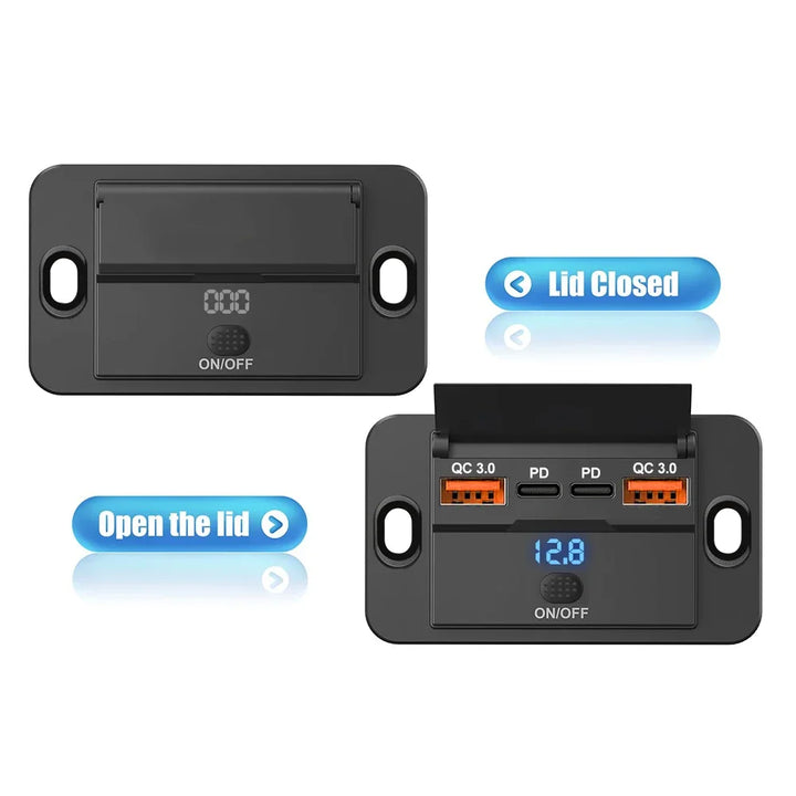 Fast Charge Car Socket Adapter with Switch | 12V-24V QC 3.0 & PD - Carmodza.com