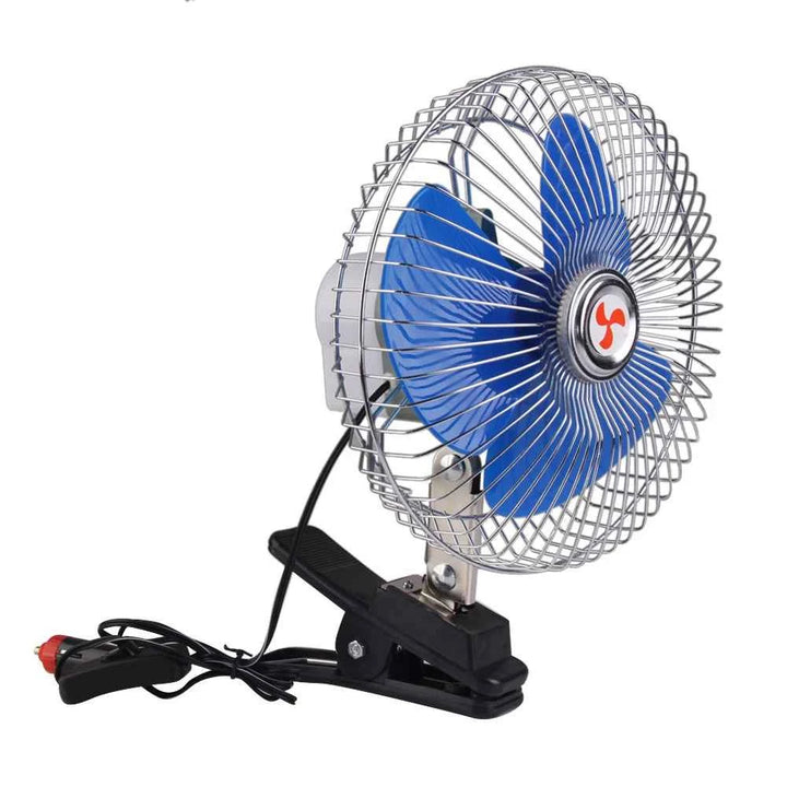 8 Inch Air Cooling Fan 12V/24V 15W Electric Car Oscillating Fan Low Noise Summer Cooling Fan Rotation Adjustable Clip-On Car Fan