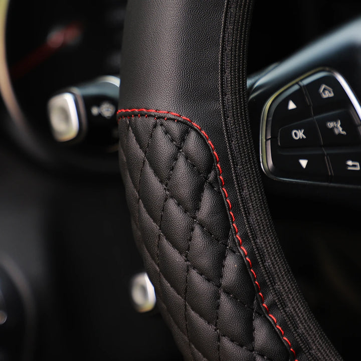 Leather Car Cover Set - 3pc Quilted Crown & Diamond Accent - Carmodza.com