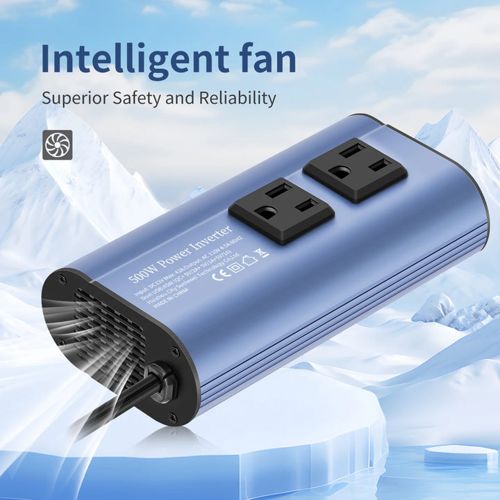 500W Car Power Inverter with Dual AC Outlets & 4 USB Ports - Carmodza.com