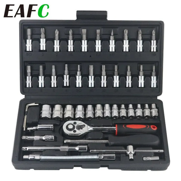 Car Repair Socket Wrench Set - 46pcs Professional Mechanic Kit - Carmodza.com