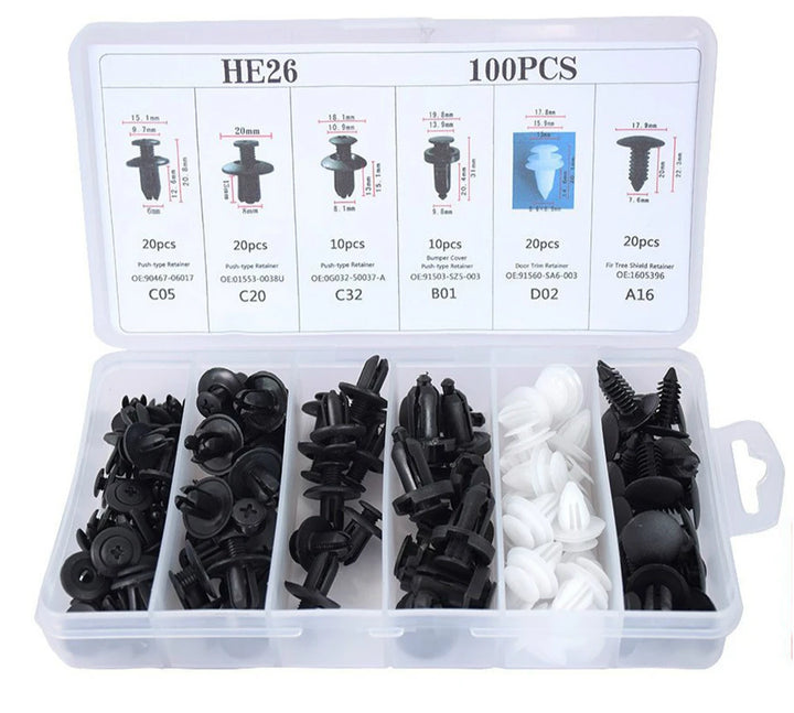 Universal Car Retainer Clips Kit | 100pcs Auto Body Fasteners - Carmodza.com