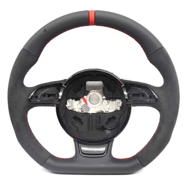 Audi Sport Flat Bottom Steering Wheel | Suede & Leather Grip - Carmodza.com