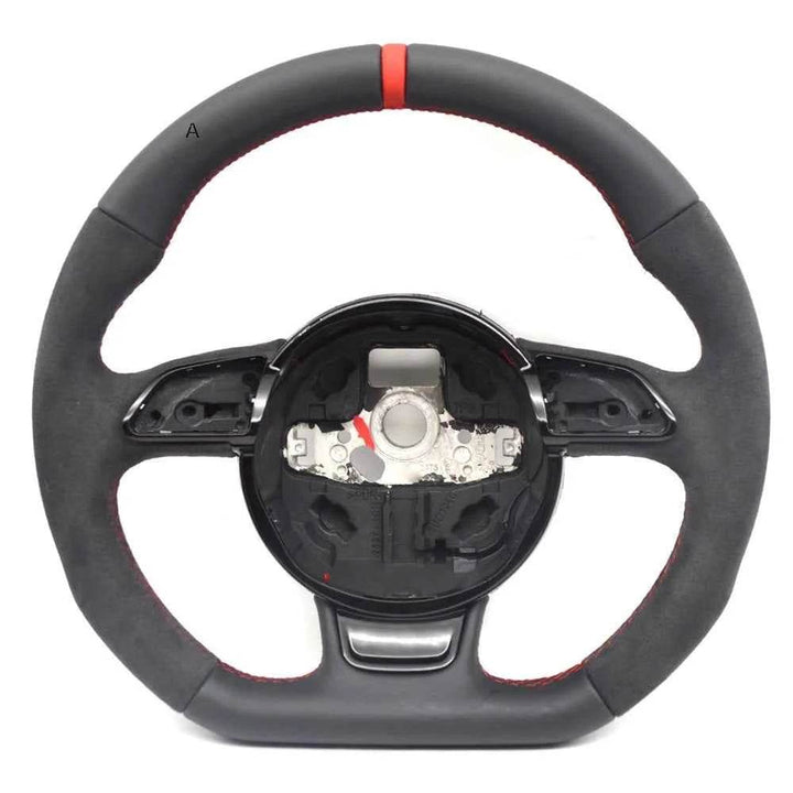 Audi Sport Flat Bottom Steering Wheel | Suede & Leather Grip - Carmodza.com