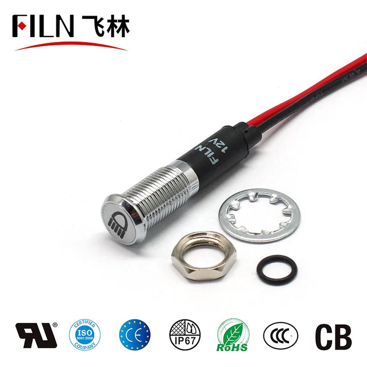 Car Dashboard LED Indicator Lights | 12V Metal Pilot Symbol Lamp - Carmodza.com