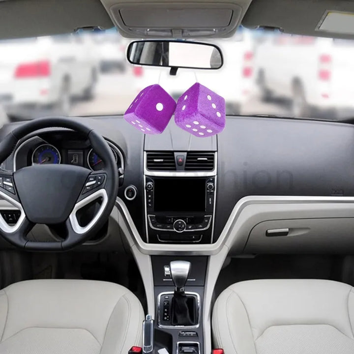Dice Car Pendant: Velvet Plush Hanging Ornament New Year Gift - Carmodza.com