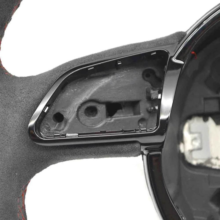 Audi Sport Flat Bottom Steering Wheel | Suede & Leather Grip - Carmodza.com