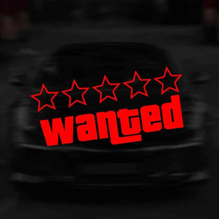 Wanted Pentagram Car Sticker | 5-Star Vinyl Decal for Car