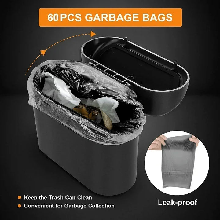 Car Trash Can with Lid – Leak-Proof Mini Bin with 60 Bags - Carmodza.com
