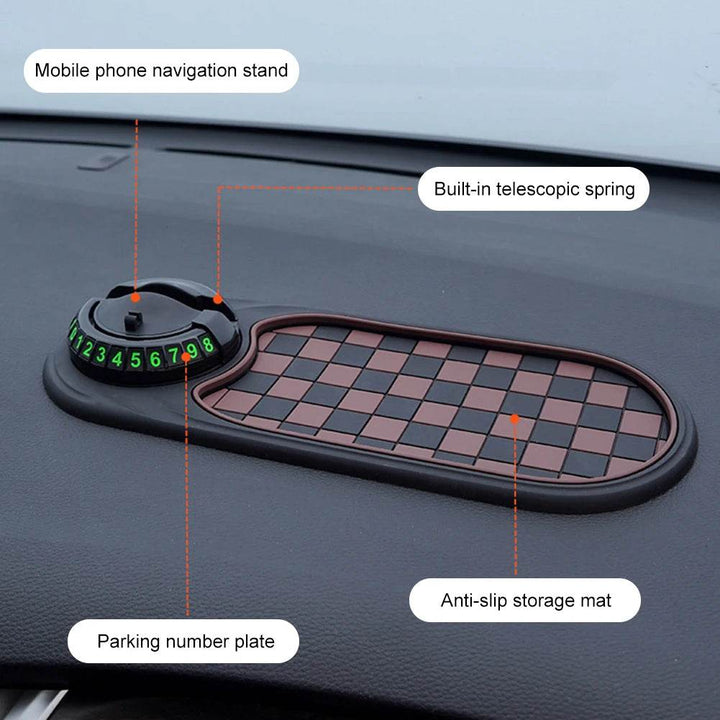 Anti-Slip Car Dashboard Organizer Mat with 360° Phone Holder - Carmodza.com