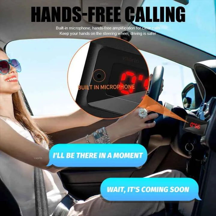 VAORLO Car Bluetooth 5.3 FM Transmitter USB Wireless Audio Adapter With MIC Hands-Free Calling Music For Car Audio