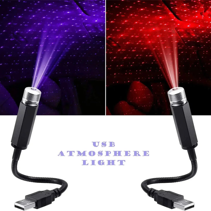 USB Car Galaxy Atmosphere Lamp with LED Star Projector Light - Carmodza.com