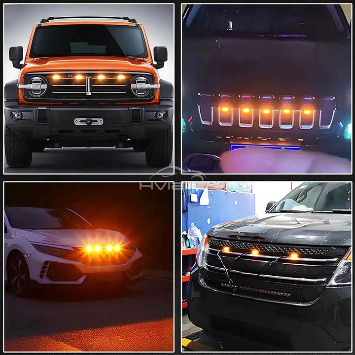 4X Car Grille Light Yellow Light Daytime Running Light LED Decorative Warning Light Pickup Truck Haze Light 12V Control Raptor