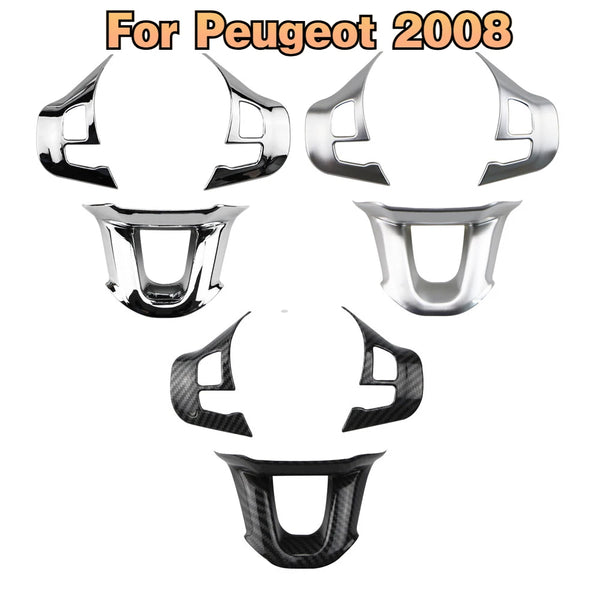 Peugeot 208 2008-2018 Steering Wheel Trim Cover - Glossy Silver ABS - Carmodza.com