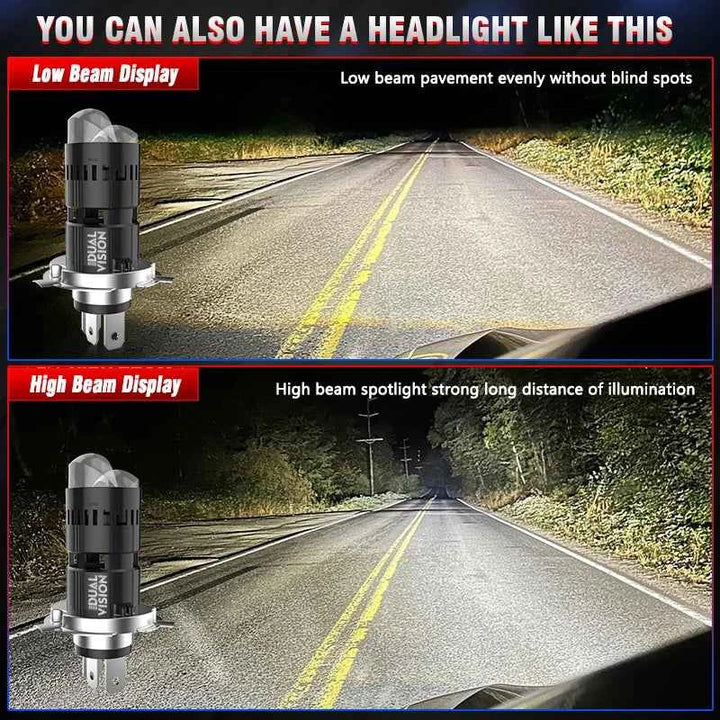 H4 Bi Mini LED Projector Lens LHD RHD Car Bulbs  Hi/Low Beam Auto Headlight 1200W 600000LM Turbo Lamps Dual Motorcycle Plug&Play
