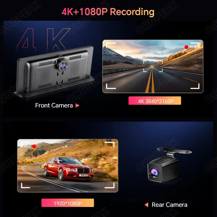 4K Wireless Carplay Android Auto Car DVR Dash Cam - Carmodza.com