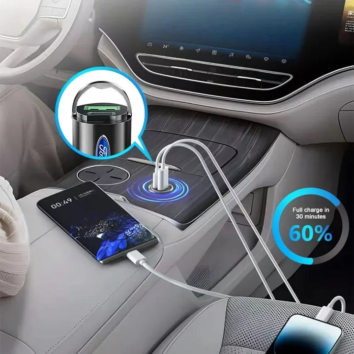 Ford 60W Fast Car Charger with USB-C & USB-A Ports - Carmodza.com