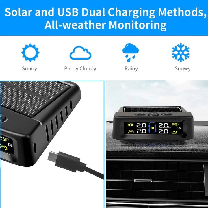 Solar Powered Car TPMS | Real-Time Tire Pressure & Temp Monitor - Carmodza.com
