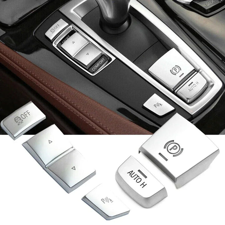 BMW Interior Switch Button Covers | Premium Silver ABS Trim Set - Carmodza.com