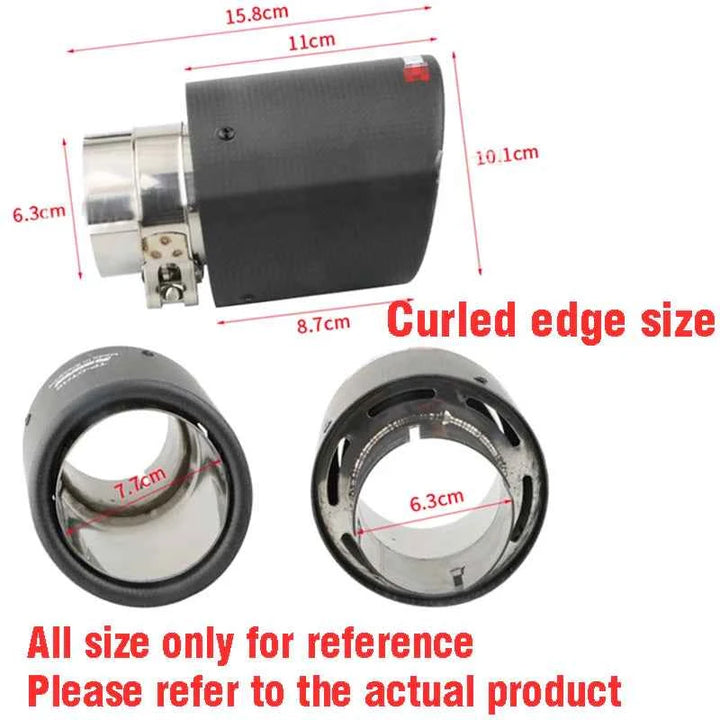 New Car bright Carbon Fiber Muffler Tip Exhaust System Pipe Mufflers Matte Universal Crimping Stainless steel Black exhaust tip