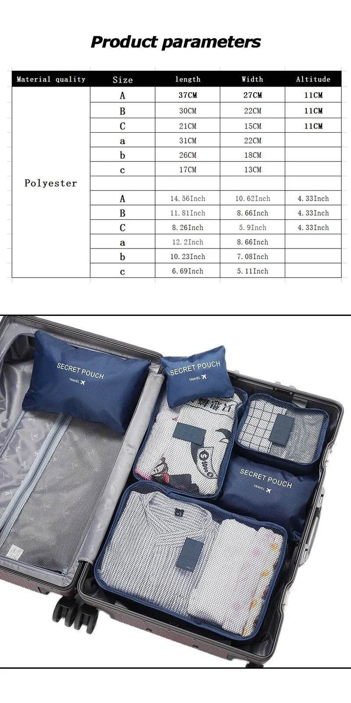Travel Clothes Storage Bags Set - 6Pcs Luggage Organizer - Carmodza.com