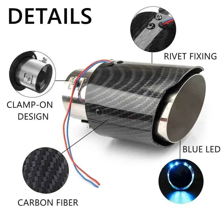 Universal Car Exhaust Muffler Pipe LED Red/Blue Light Tail Tip - Carmodza.com
