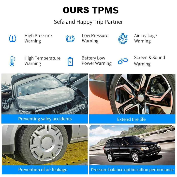 Solar Powered Car TPMS | Real-Time Tire Pressure & Temp Monitor - Carmodza.com