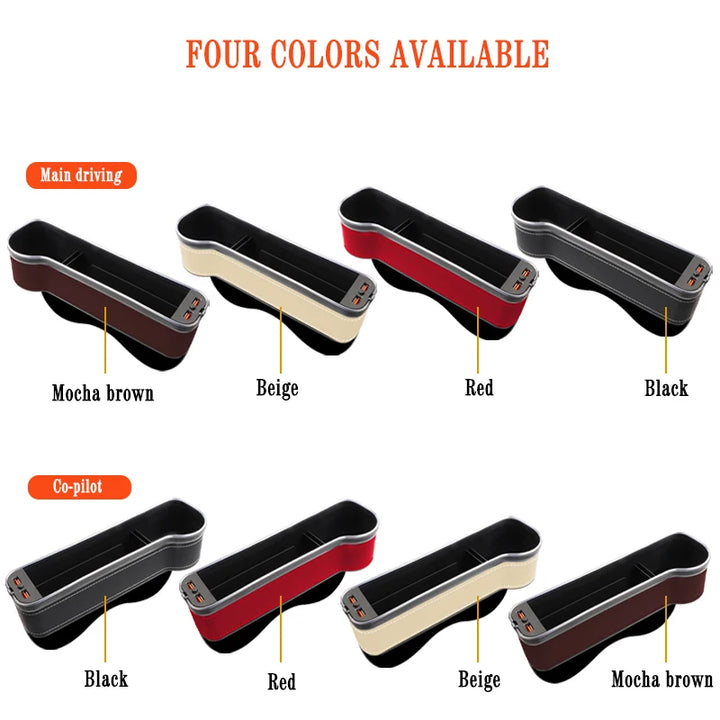 LED Car Seat Gap Organizer with USB, Cup Holder & 7-Color Light - Carmodza.com