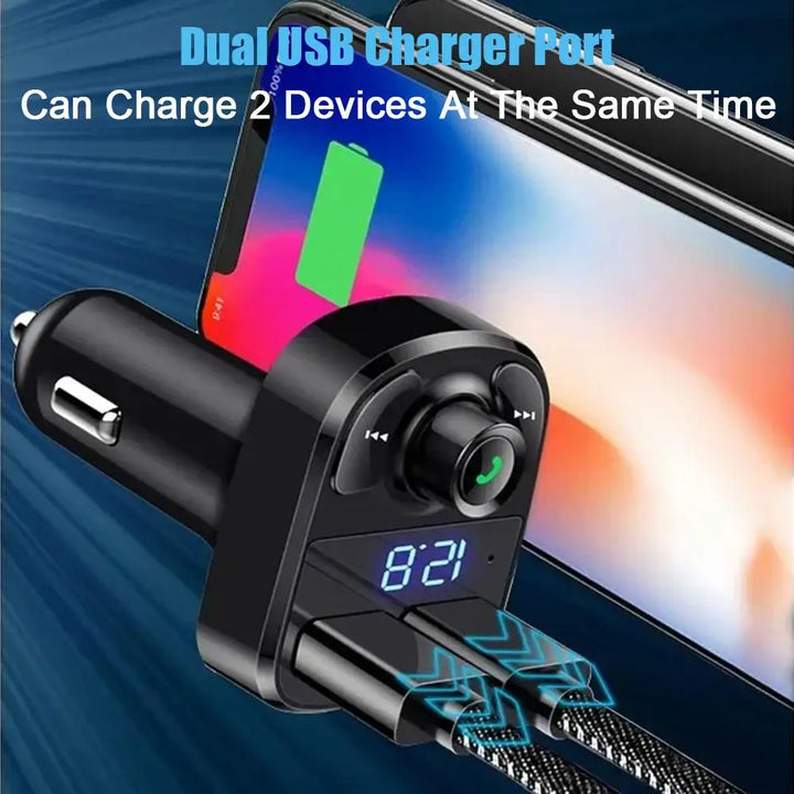 Bluetooth FM Transmitter Car Kit with 3.1A Dual USB & Hands-Free - Carmodza.com