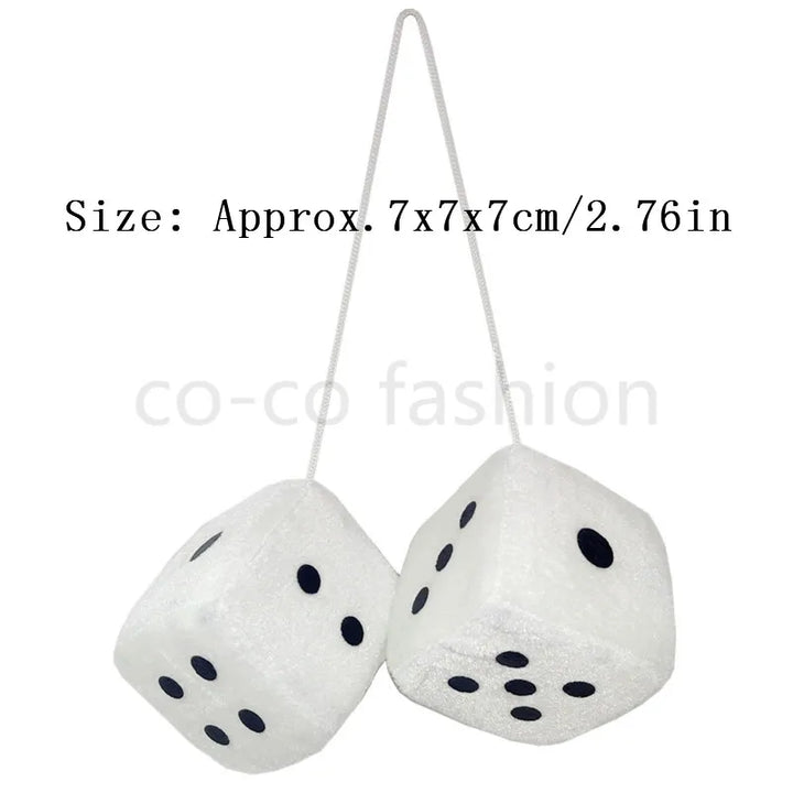 Dice Car Pendant: Velvet Plush Hanging Ornament New Year Gift - Carmodza.com