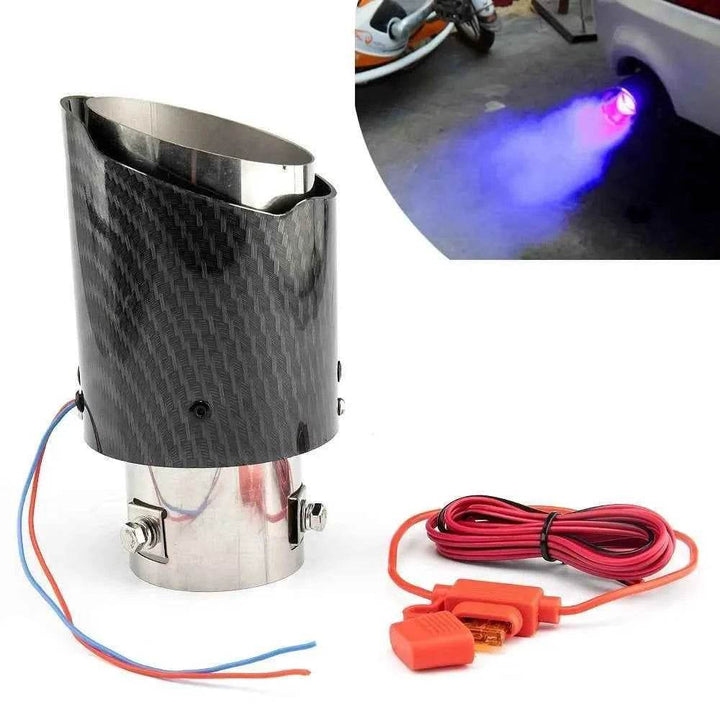 Universal Car Exhaust Muffler Pipe LED Red/Blue Light Tail Tip - Carmodza.com