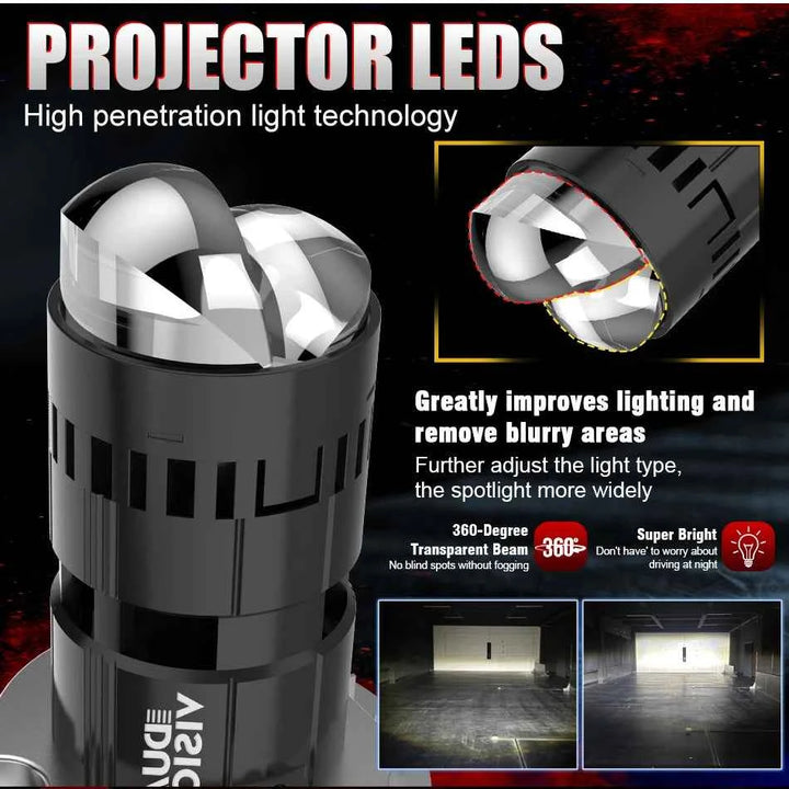 H4 Bi Mini LED Projector Lens LHD RHD Car Bulbs  Hi/Low Beam Auto Headlight 1200W 600000LM Turbo Lamps Dual Motorcycle Plug&Play