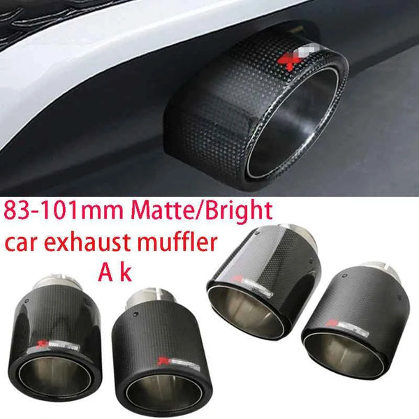 New Car bright Carbon Fiber Muffler Tip Exhaust System Pipe Mufflers Matte Universal Crimping Stainless steel Black exhaust tip