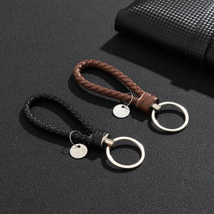 Braided Leather Car Keychain | Stylish Woven Rope Keyring - Carmodza.com
