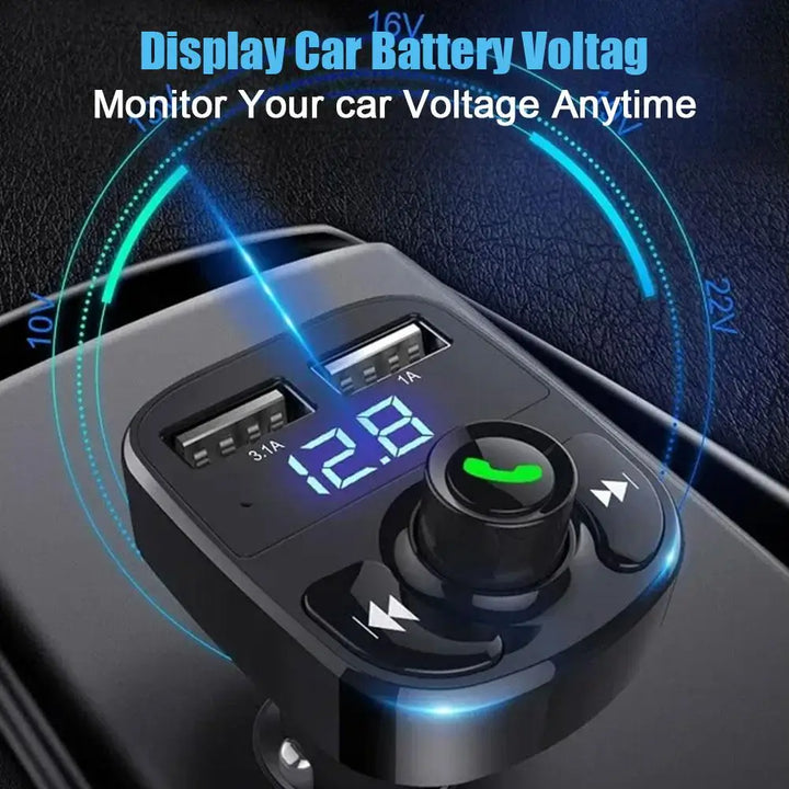 Bluetooth FM Transmitter Car Kit with 3.1A Dual USB & Hands-Free - Carmodza.com