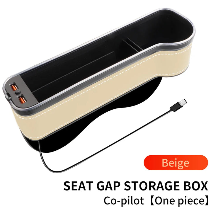 LED Car Seat Gap Organizer with USB, Cup Holder & 7-Color Light - Carmodza.com