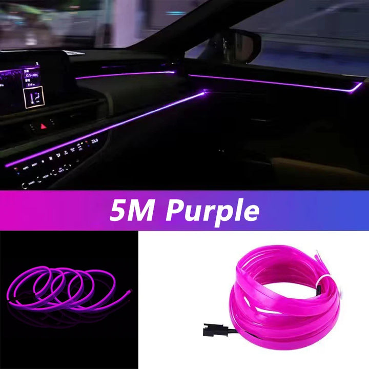 Car Interior LED Strip Light – 5M USB Flexible Neon Atmosphere Light for Auto DIY - Carmodza.com