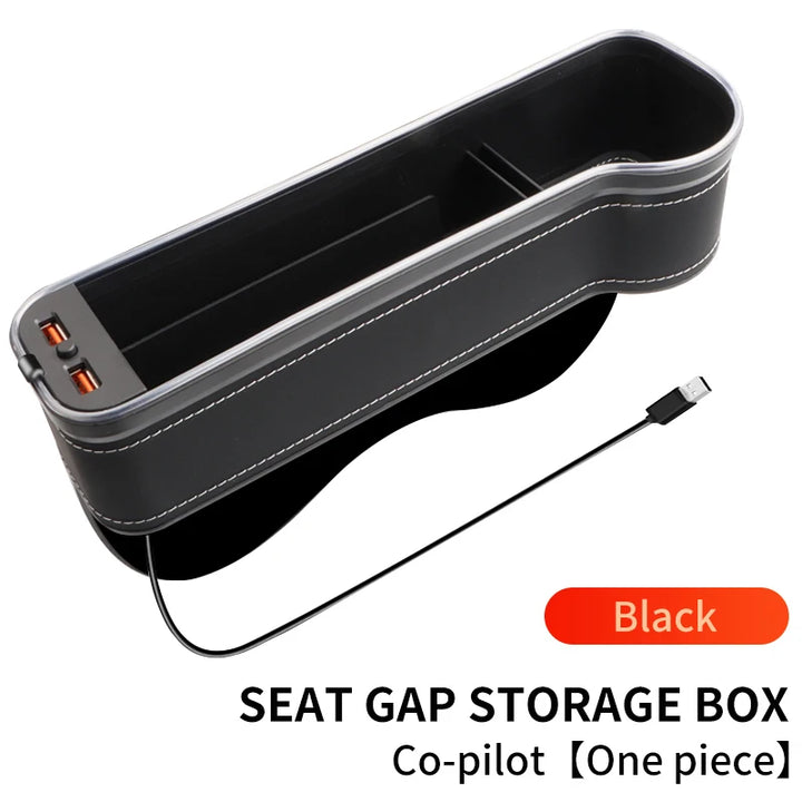 LED Car Seat Gap Organizer with USB, Cup Holder & 7-Color Light - Carmodza.com