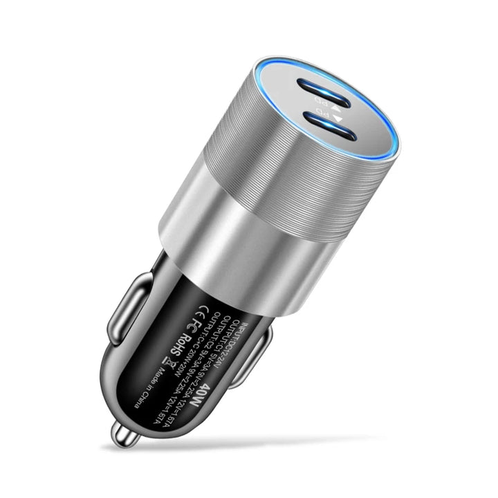 40W Dual USB-C Car Charger | PD 3.0 Fast Charging Adapter - Carmodza.com