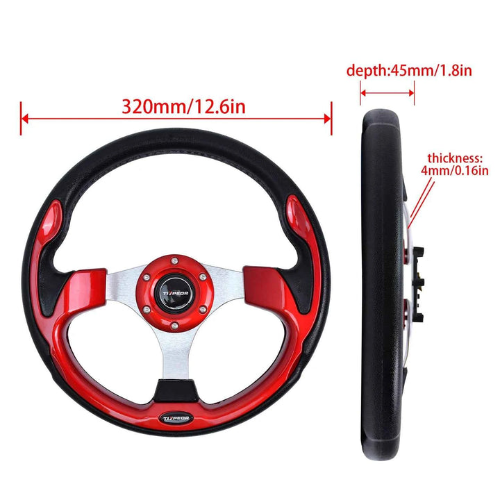 Universal Racing Steering Wheel 13-Inch Sport PU Leather Grip - Carmodza.com