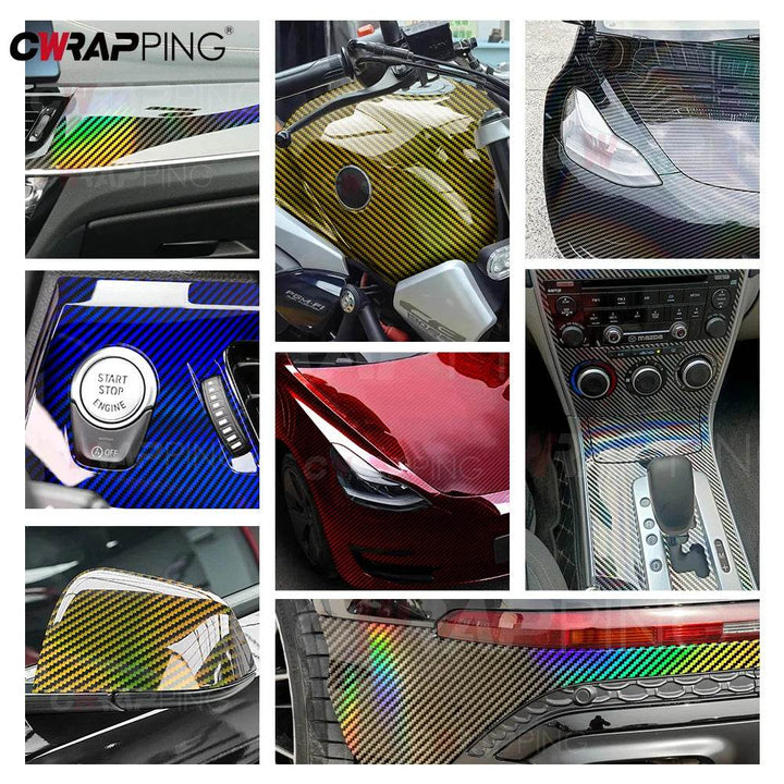 Holographic Carbon Fiber Vinyl Wrap | Glossy Car Sticker Film - Carmodza.com