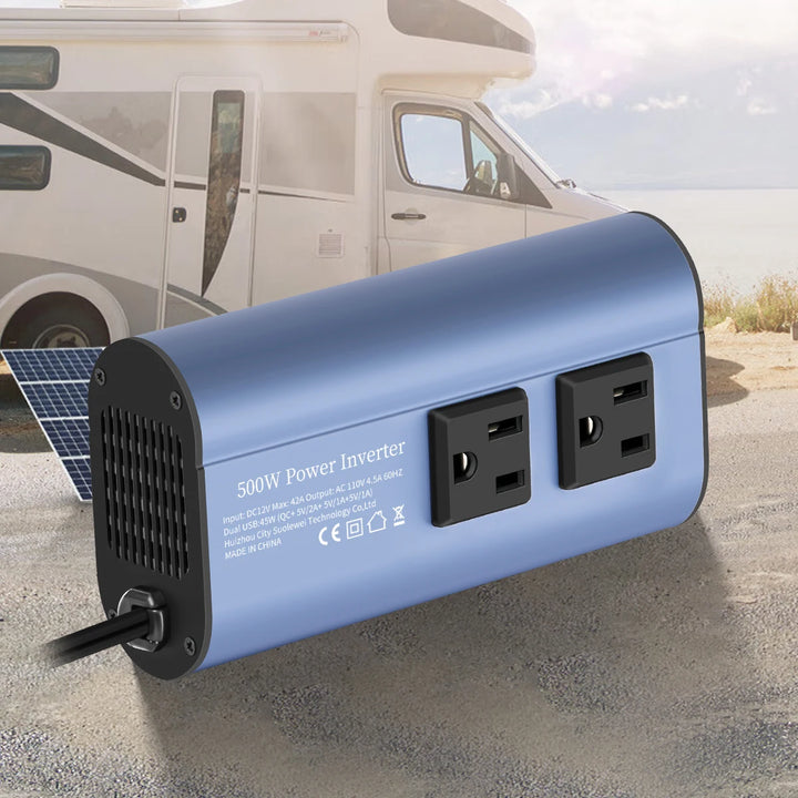 500W Car Power Inverter with Dual AC Outlets & 4 USB Ports - Carmodza.com