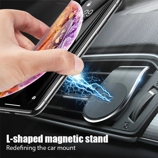 Magnetic Phone Holder - L-Shaped Car Mount for Air Vent Clip - Carmodza.com